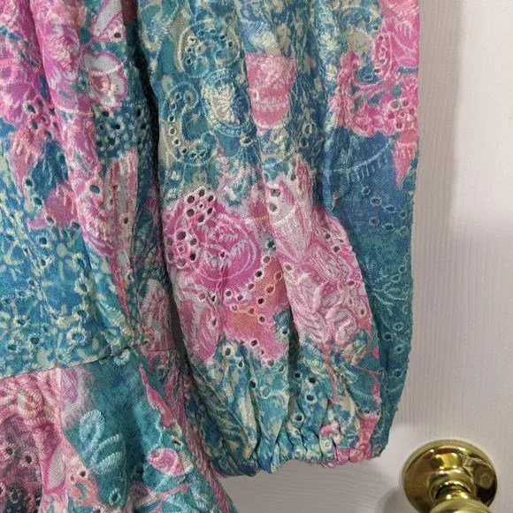 HEMANT AND NANDITA Kefi One Shoulder Mini Dress in Blue & Pink - size XS NWOT - Picture 11 of 15